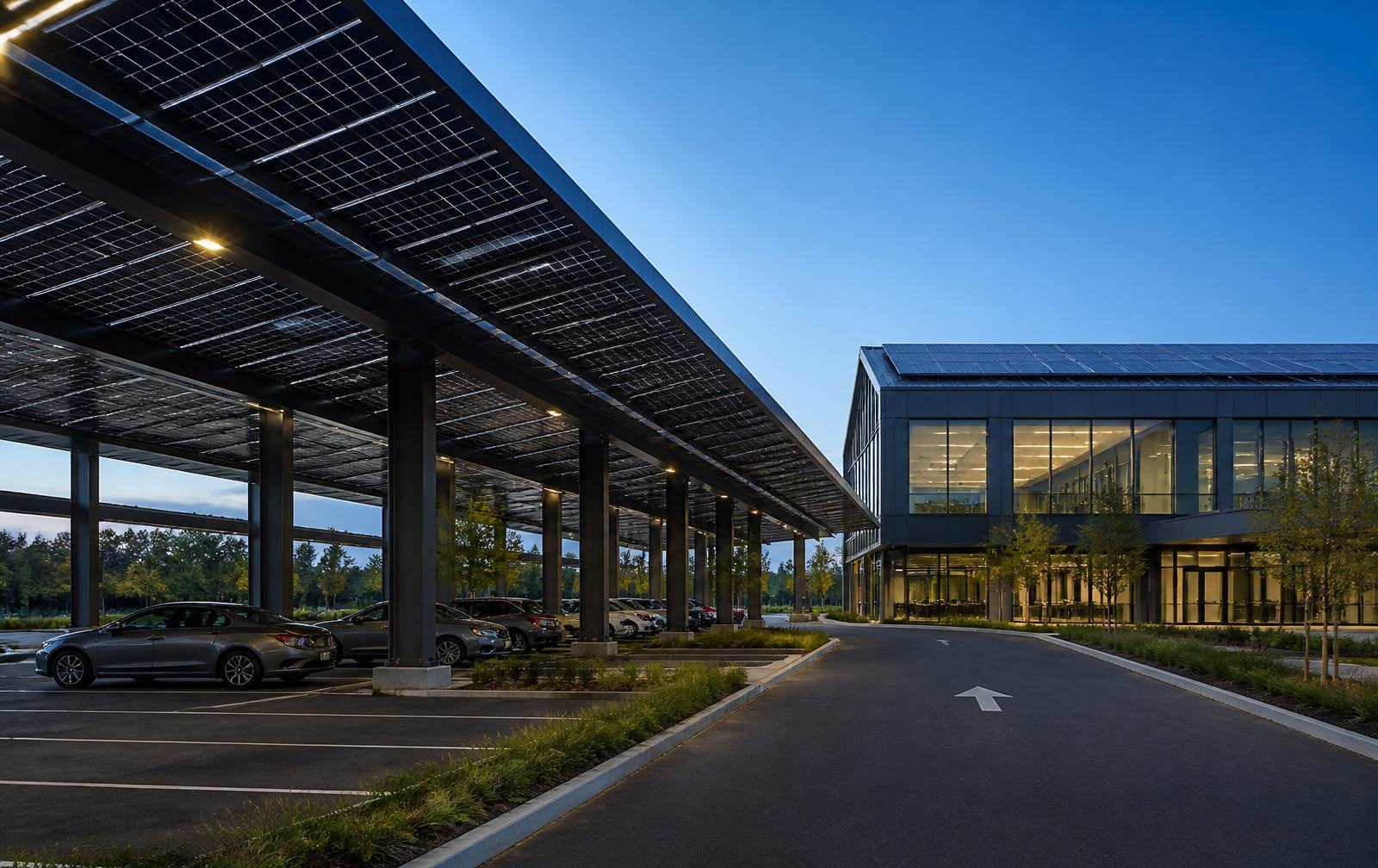 Representative illustration of commercial solar and distributed energy infrastructure